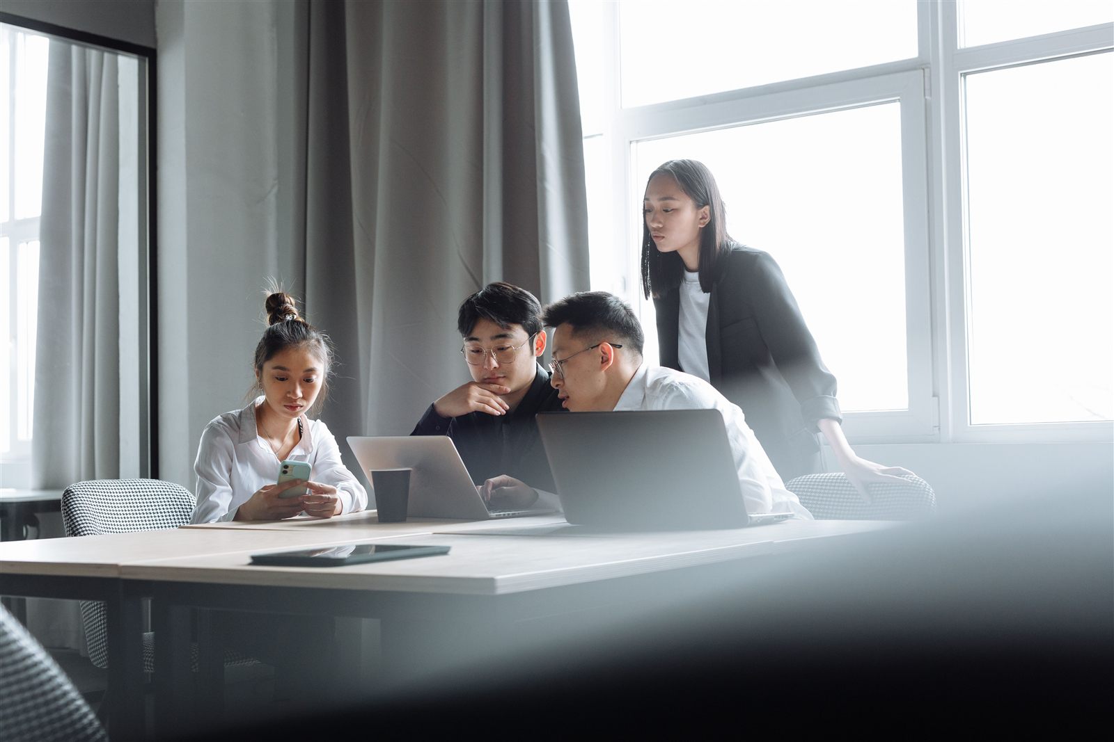 Team working together in a modern office